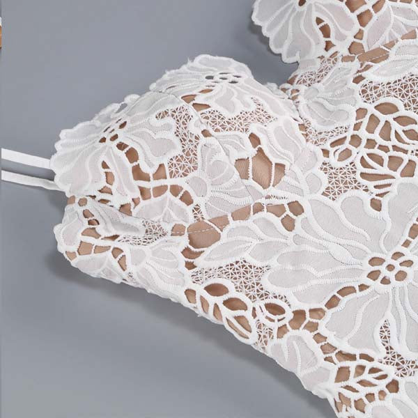 Diane White All Lace Embroidered Dress