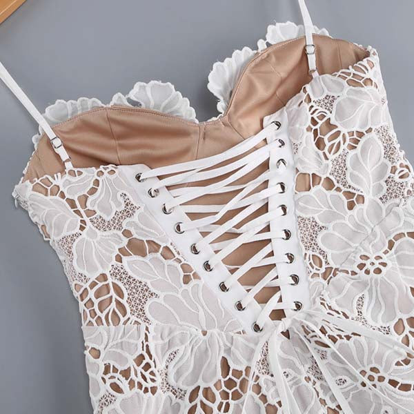 Diane White All Lace Embroidered Dress