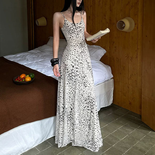 Caroline Ivory Animal Print Spaghetti Strap Maxi Dress – The Wildflower Shop