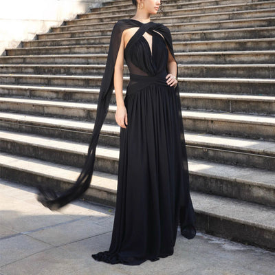Allie Black Halter Style Evening Dress