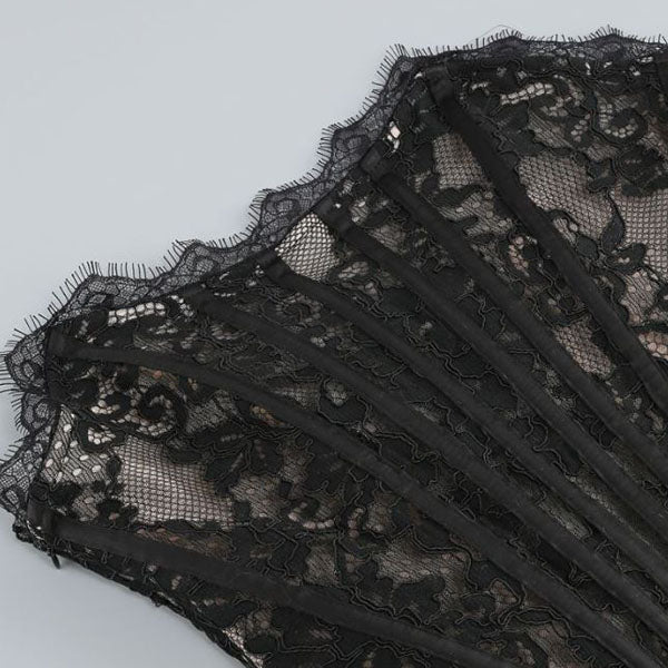 Heiress Beverly Hills Women's Lace Corset Draped Mini Dress - Black Heiress Beverly Hills Women's Lace Corset Draped Mini Dress - Black