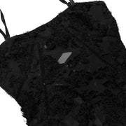 Alina Black Lace Up Back Flora Maxi Dress
