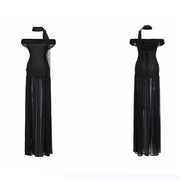 Diana Black Sheer Off-Shoulder High Slit Maxi Dress