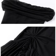 Diana Black Sheer Off-Shoulder High Slit Maxi Dress