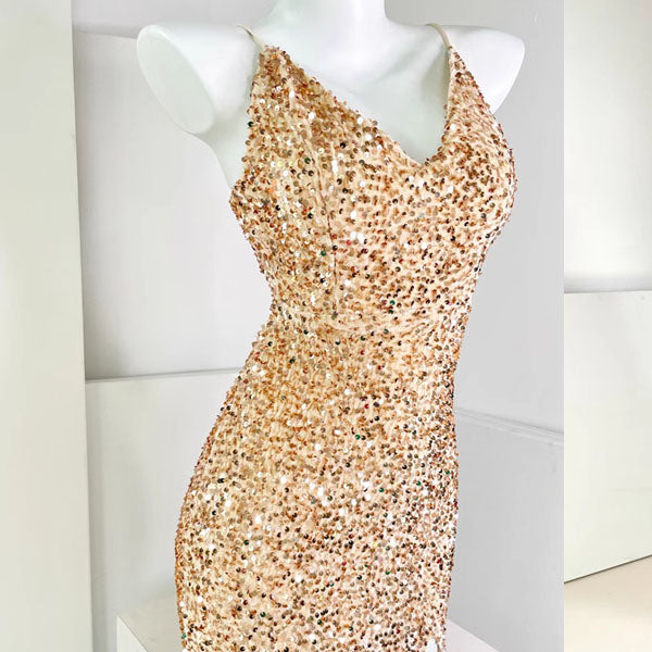 Celestial Allure Iridescent Sequin Evening Dress