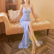 Celestial Allure Iridescent Sequin Evening Dress