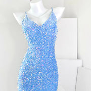 Celestial Allure Iridescent Sequin Evening Dress