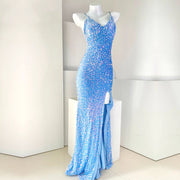 Celestial Allure Iridescent Sequin Evening Dress