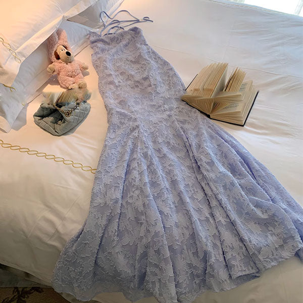 Sophie Periwinkle Blue Floral Lace Mermaid Dress