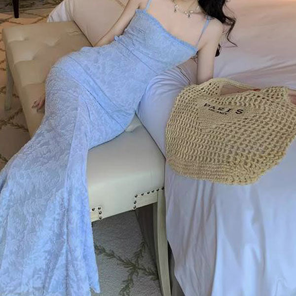 Sophie Periwinkle Blue Floral Lace Mermaid Dress