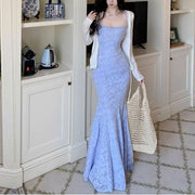 Sophie Periwinkle Blue Floral Lace Mermaid Dress