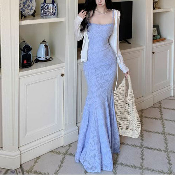 Sophie Periwinkle Blue Floral Lace Mermaid Dress