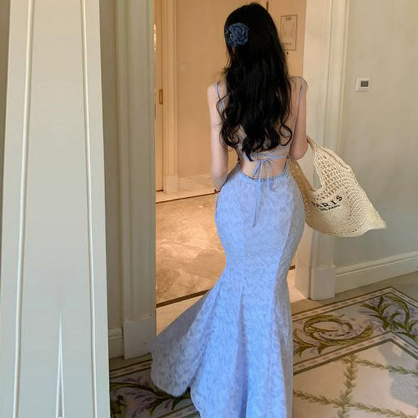 Sophie Periwinkle Blue Floral Lace Mermaid Dress