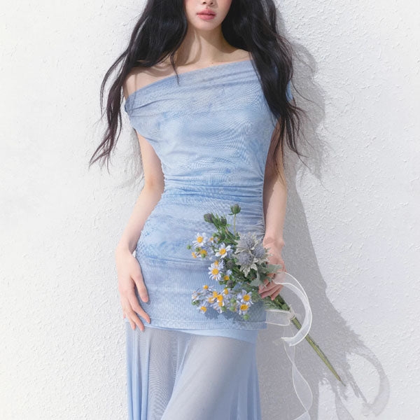 Kristy Ethereal Off-Shoulder Bodycon Tube Dress Set The Wildflower Shop Kristy Ethereal Off-Shoulder Bodycon Tube Dress Set The Wildflower Shop