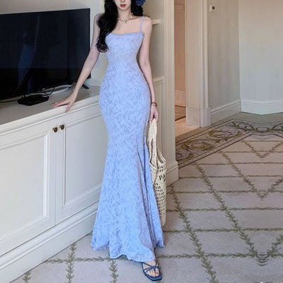 Sophie Periwinkle Blue Floral Lace Mermaid Dress