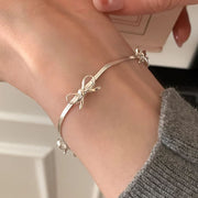 Luna Silver Bow Snake Chain Bracelet