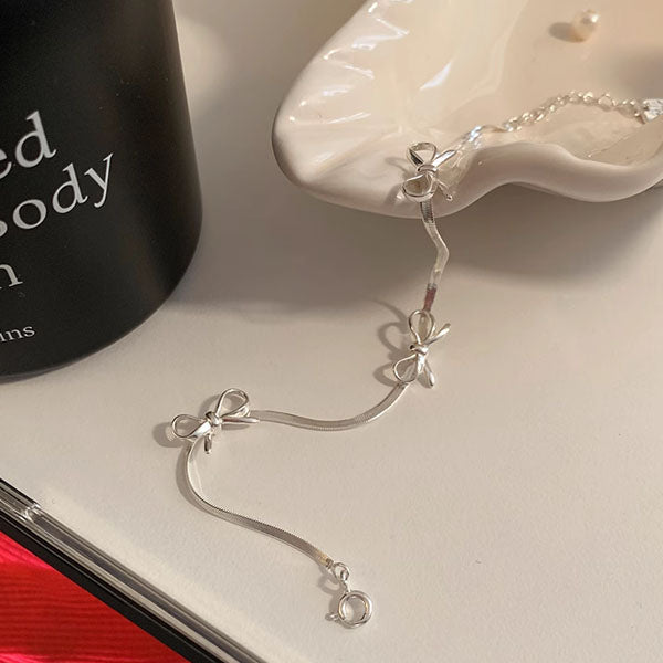 Luna Silver Bow Snake Chain Bracelet