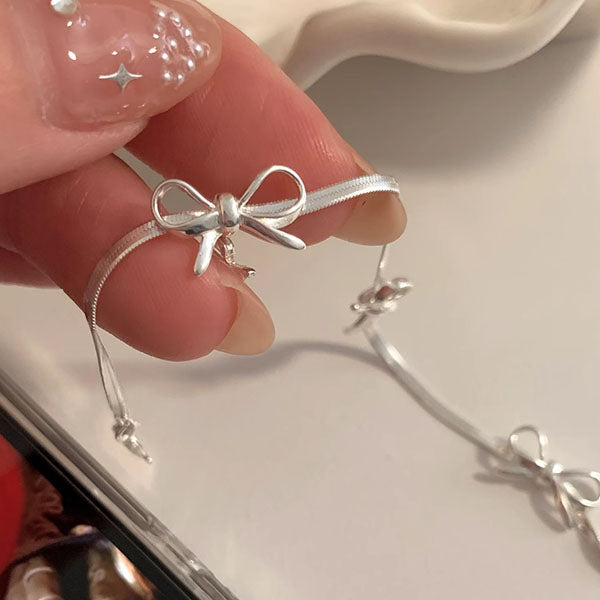 Luna Silver Bow Snake Chain Bracelet