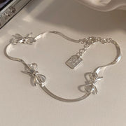 Luna Silver Bow Snake Chain Bracelet
