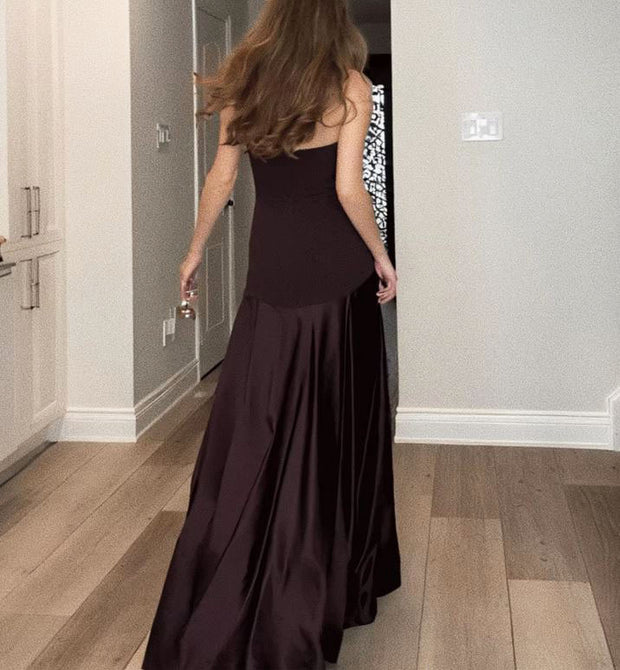 Loren Elegant Strapless Satin Evening Dress