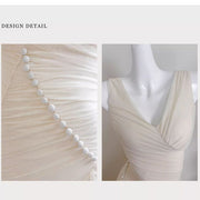 Mariselle Ivory Ruched Elegant Flowing Dress