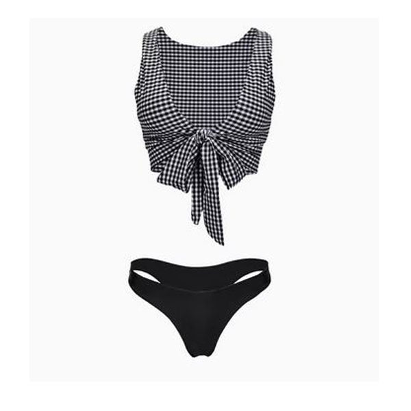 Mandy Black Gingham 2-Piece Swim Set