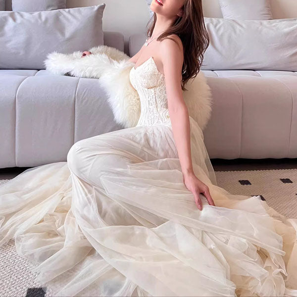 Natalie Romantic Lace Floral Corset Tulle Evening Dress