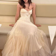 Natalie Romantic Lace Floral Corset Tulle Evening Dress