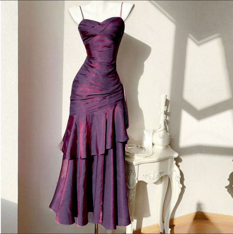 Pamela Dark Mauve Enchanting Ruffled Tiered Maxi Dress – The Wildflower Shop