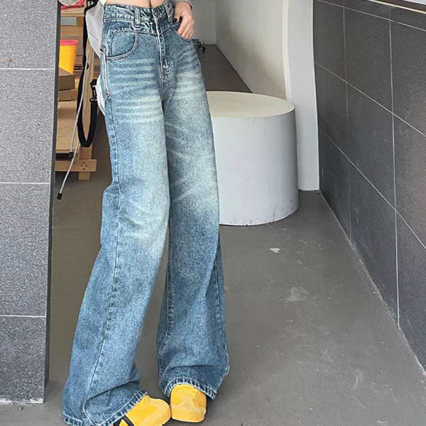 Jade  Medium Wash Denim High-Rise Wide Leg Jeans