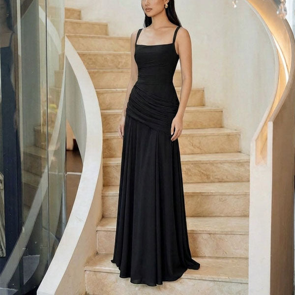 black ruched formal dress Elizabeth Elegance Lace Back Evening XS / Longer (Height 165cm & above) Works best for A Size:US 8.5 TRENDSALEADD Charlize Theron Black Split