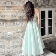 Camilie Ethereal Shimmering Mint Evening Dress