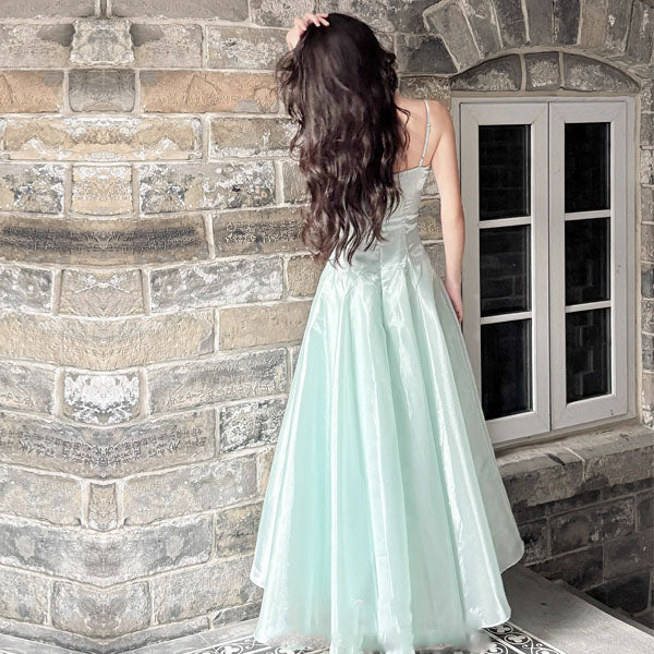 Camilie Ethereal Shimmering Mint Evening Dress