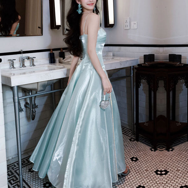 Camilie Ethereal Shimmering Mint Evening Dress