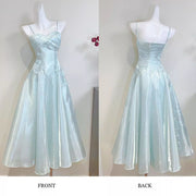 Camilie Ethereal Shimmering Mint Evening Dress