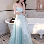 Camilie Ethereal Shimmering Mint Evening Dress