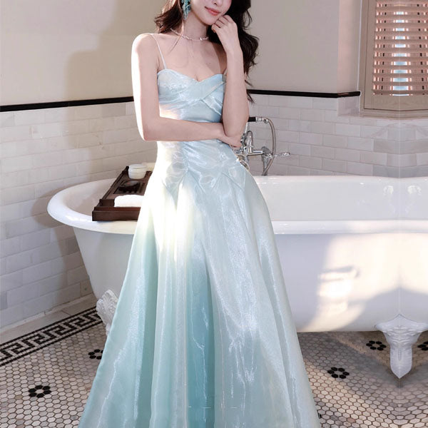 Camilie Ethereal Shimmering Mint Evening Dress