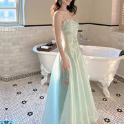Camilie Ethereal Shimmering Mint Evening Dress