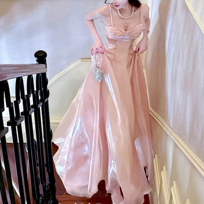 Camilie Ethereal Shimmering Pink Evening Dress