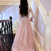 Camilie Ethereal Shimmering Pink Evening Dress