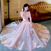 Camilie Ethereal Shimmering Pink Evening Dress