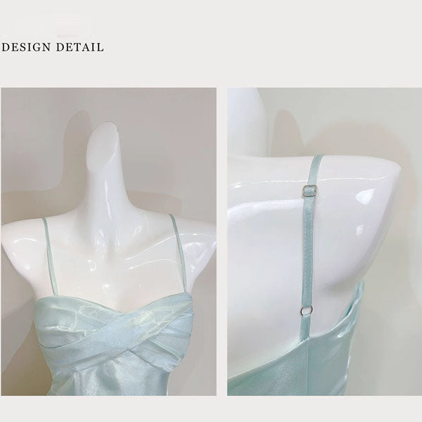 Camilie Ethereal Shimmering Mint Evening Dress