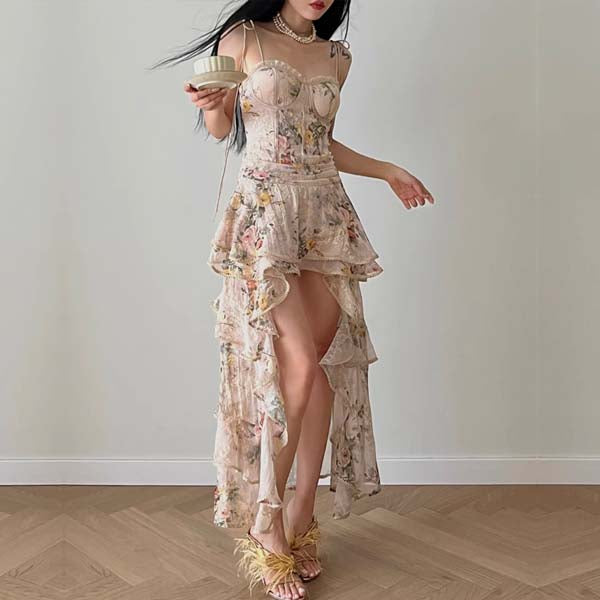 Bailey Floral Hi-Lo Ruffles Maxi Dress Bailey Floral Hi-Lo Ruffles Maxi Dress