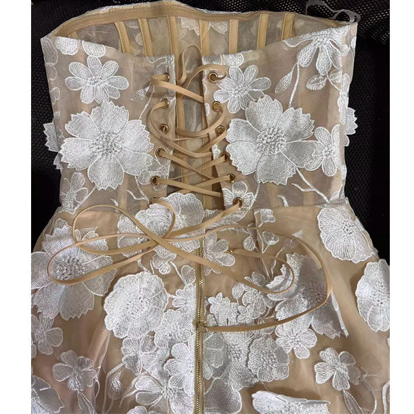 Isabelle Floral Embroidered Mini Strapless Dress