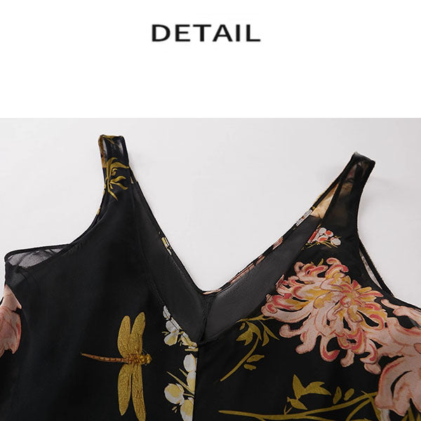 Vivienne Elegant Noir Bloom Maxi Dress