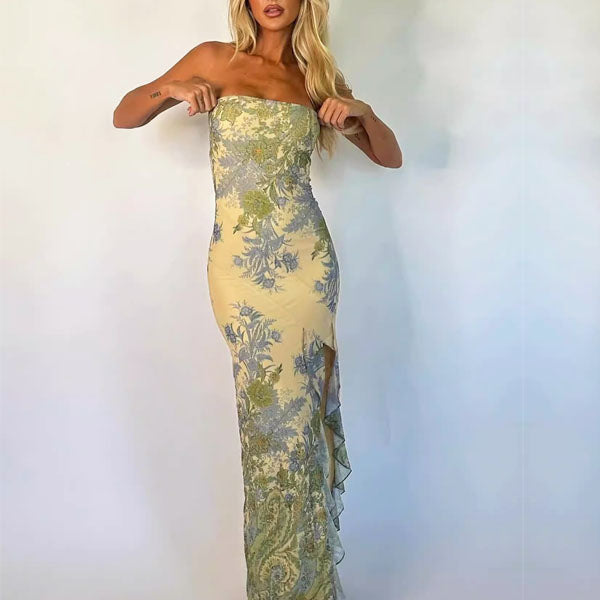 Lana Floral Strapless Maxi Dress S Lana Floral Strapless Maxi Dress S
