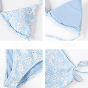 Mandy Blue Floral Tie Side Bikini Set