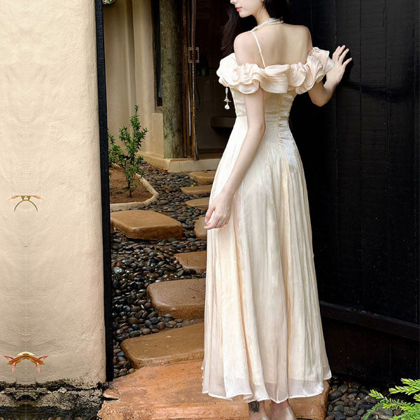 blush off the shoulder maxi dress Kailey Off-Shoulder Maxi Dress Spangle Blush