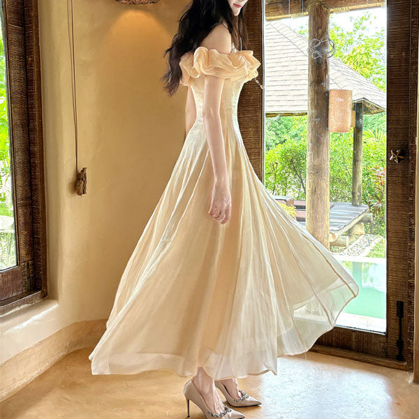 off shoulder ruffle maxi dress Endless Rose