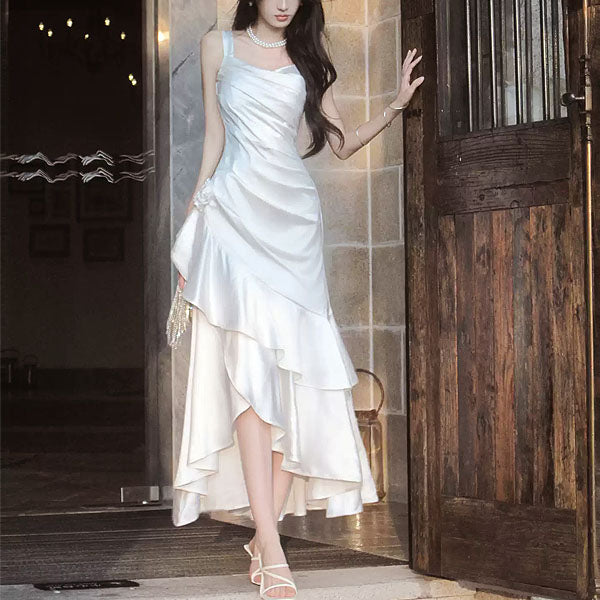 Gabriella Ivory Hi-Lo Tiered Ruffles Maxi Dress – The Wildflower Shop